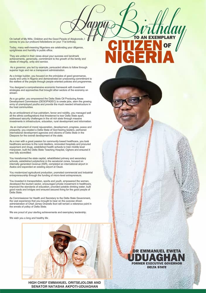 HAPPY BIRTHDAY TO AN EXEMPLARY CITIZEN OF NIGERIA